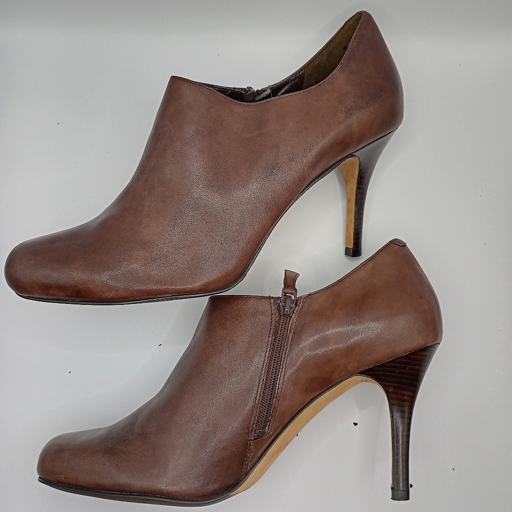 Cole Hann Brown Leather High Heel Booties - Picture 3 of 12